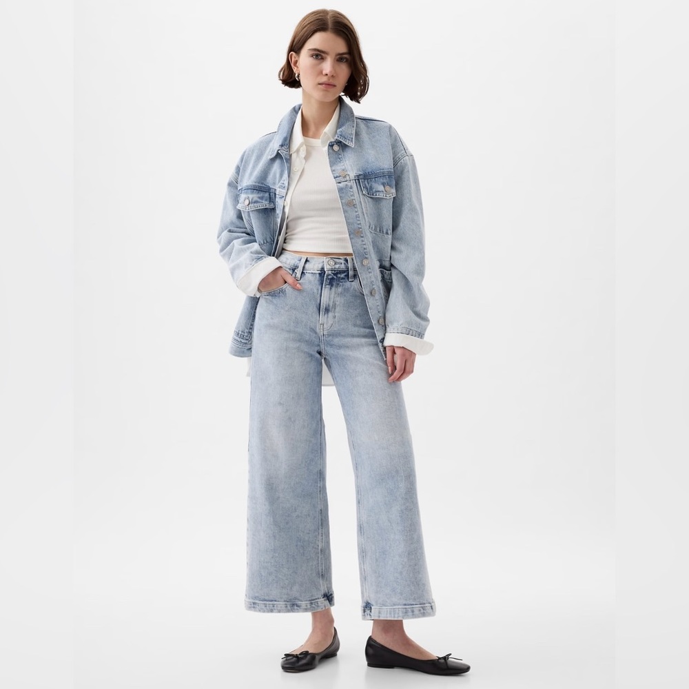 Gap High-Rise Stride Wide Leg Ankle Jeans NWT
